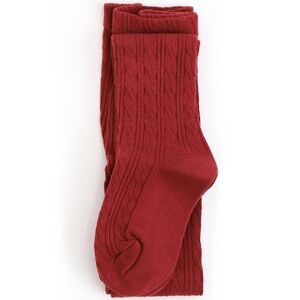 Little Stocking Co. Redwood Red Infant Cable Knit Tights Cotton Blend 0-6 Months